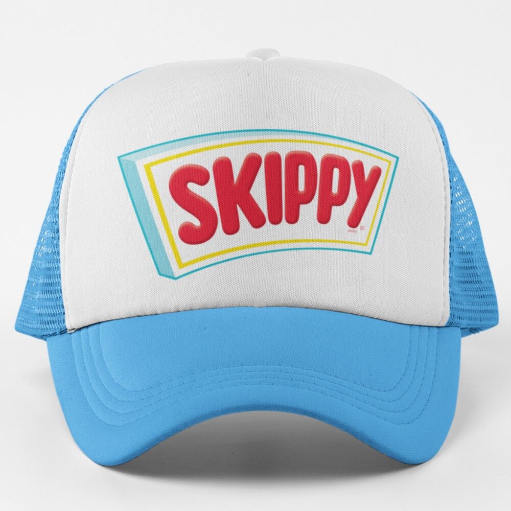 NEW Skippy Peanut Butter Foam Trucker Mesh Snapback Hat 2TONE LIGHT BLUE WHITE